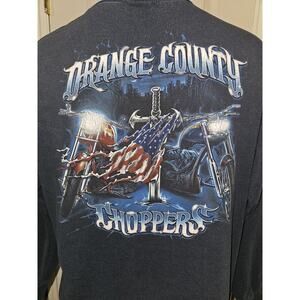 VTG Y2K Men's Orange County Choppers Motorcycle Patriotic Blue T-Shirt Size L